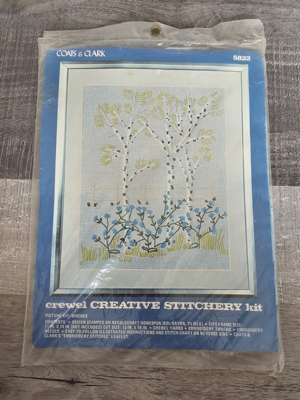 Coats & Clark Crewel Creative Stitchery Kit #5822 Floral Birch Trees New 125a